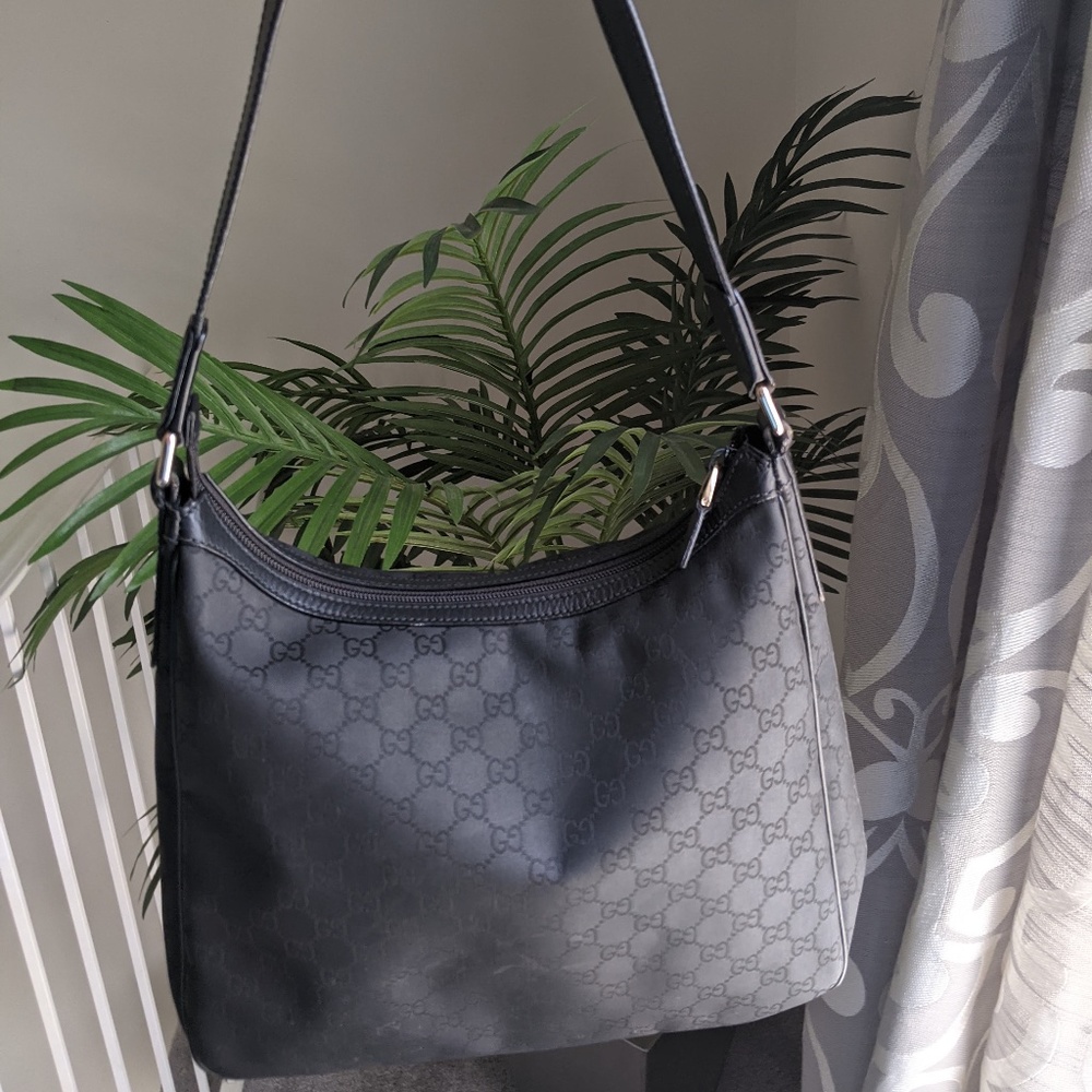 Authentic Gucci Black Nylon Hand Bag